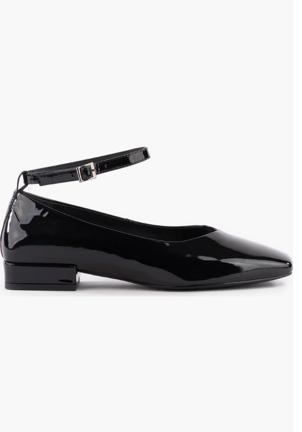 Pumpkin Ankle Strap Square Toe Pump - Black