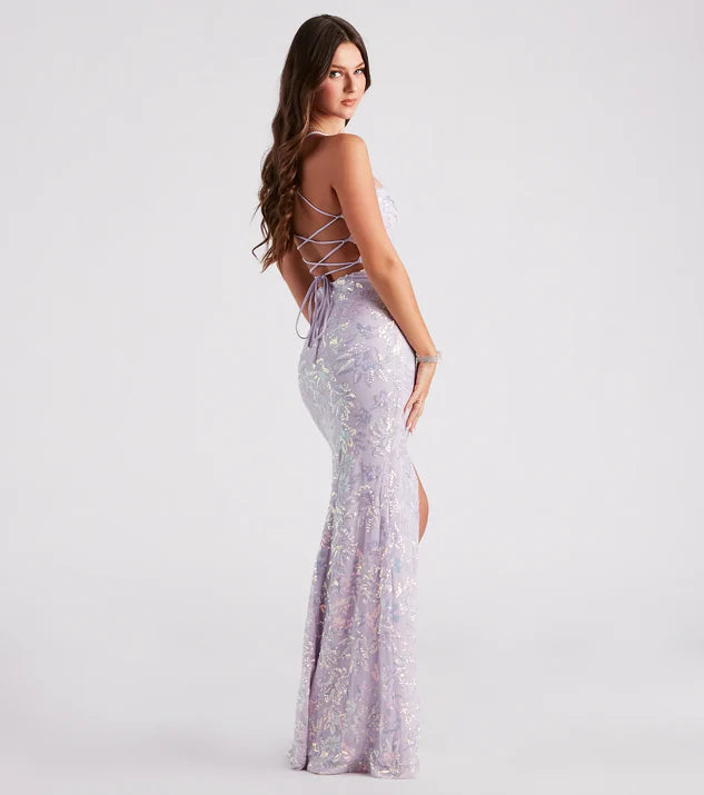 Raquel Formal Sequin Mermaid Dress - Lavender