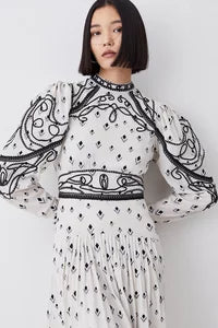 Embroidered Cornelli Tape Woven Dress