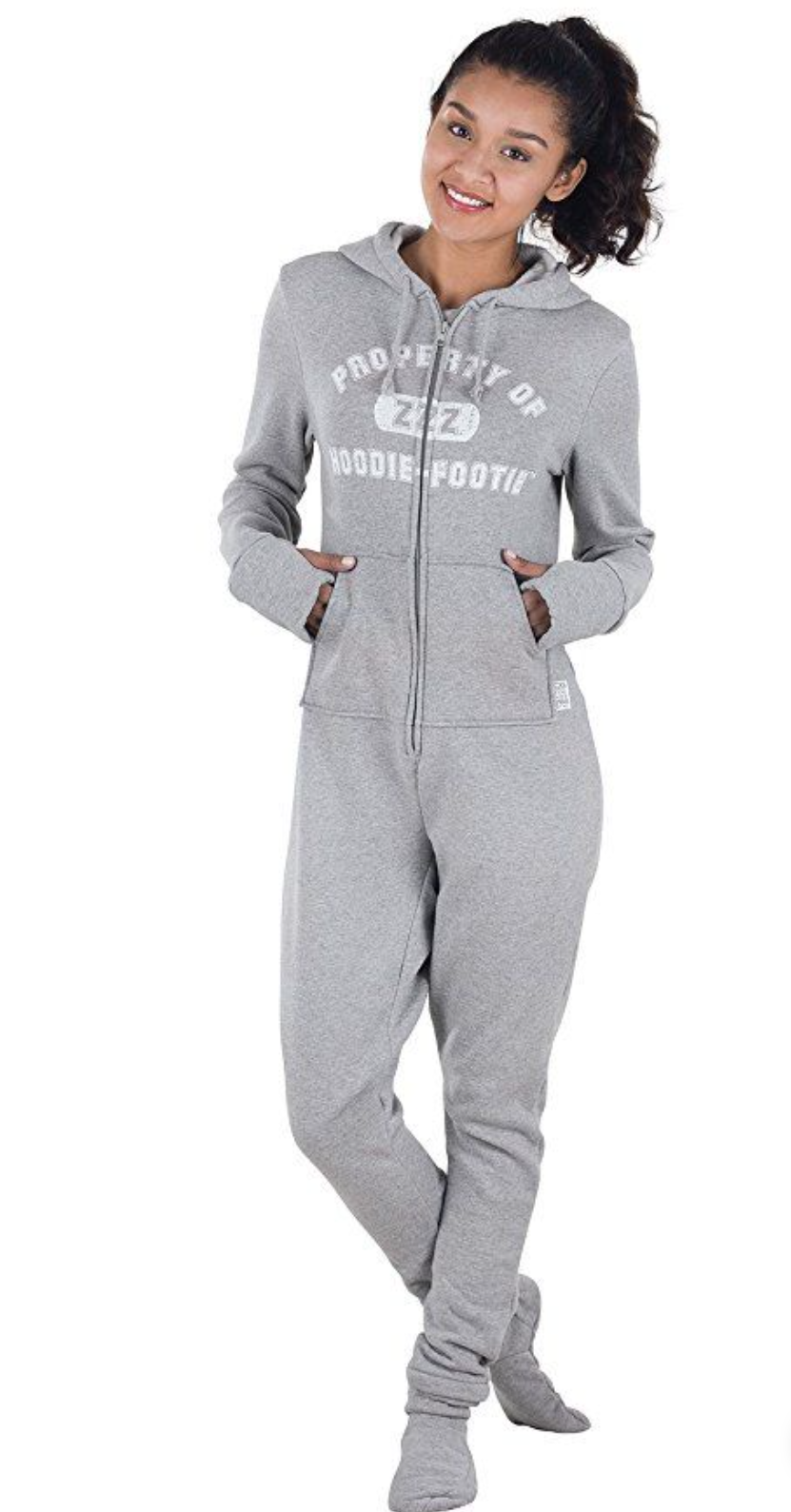 Hoodie-Footie Onesie - Grey