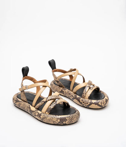 Lina Sandals - Snakeskin Print