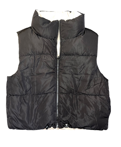 Reversible Puffer Vest - Black/Camel