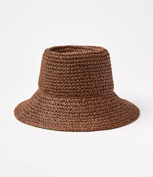 Straw Bucket Hat - Chocolate