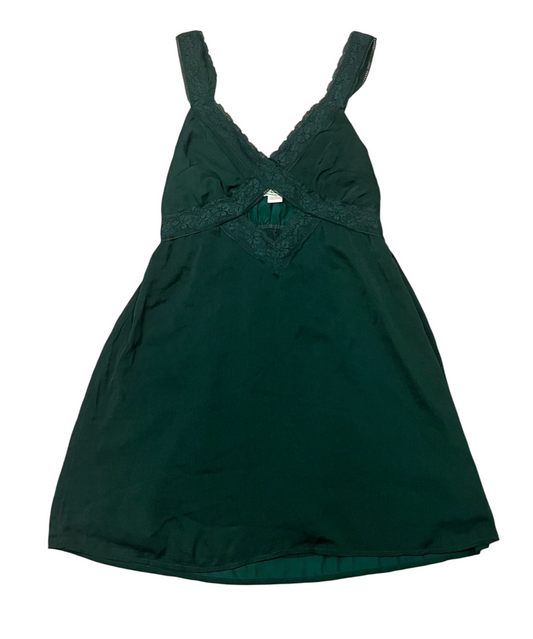 Mini Lace Slip Dress - Forest Green