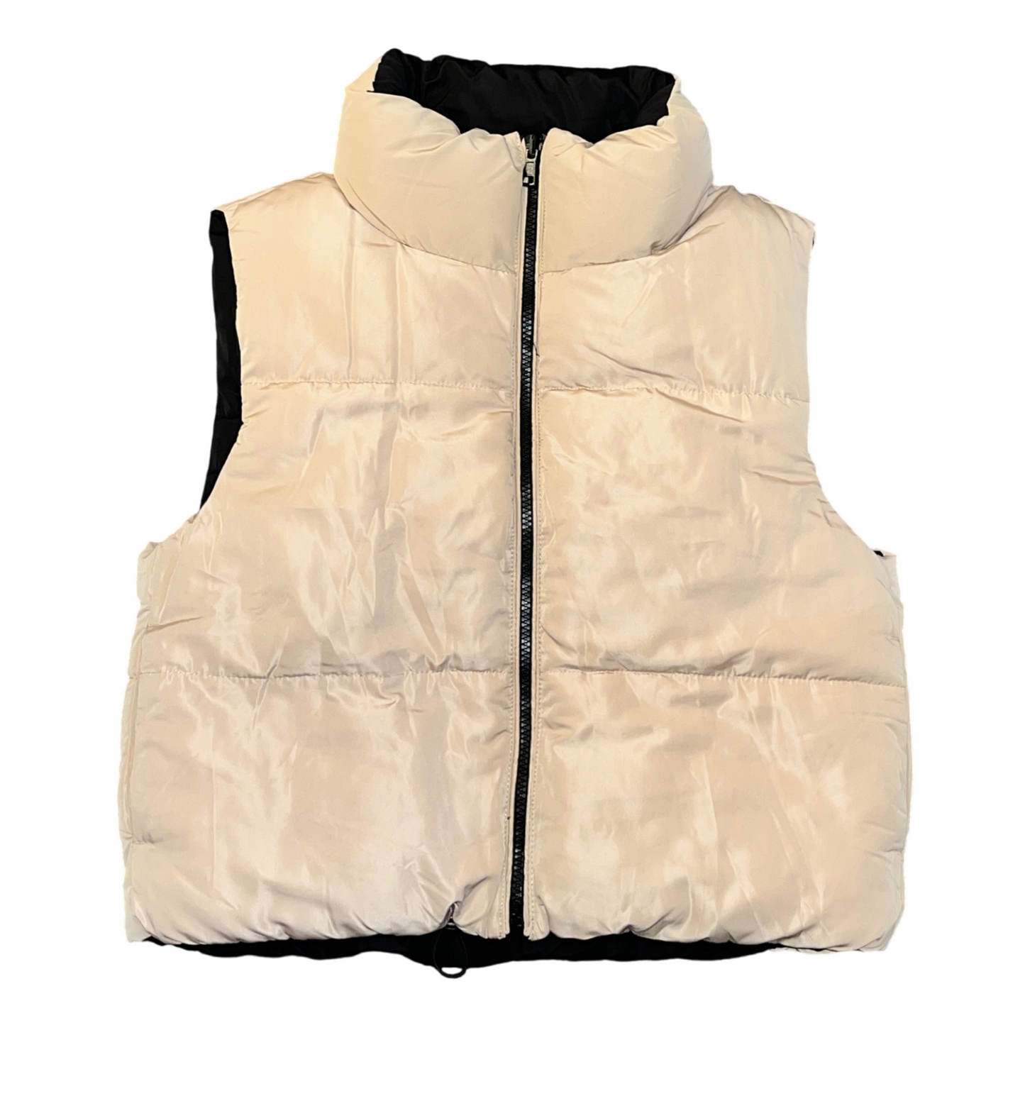 Reversible Puffer Vest - Black/Camel