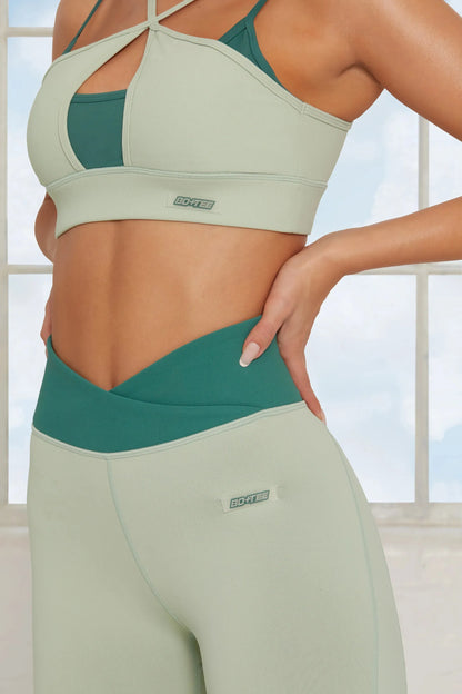 Wrap V Waist Leggings - Green