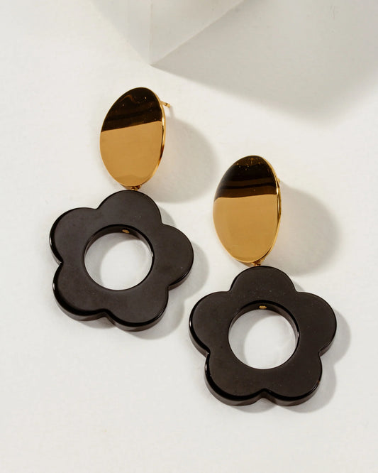 Oops-A-Daisy Earrings - Gold/Black