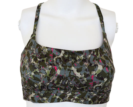 Essential Low Impact Sports Bra - Green Camo - Small