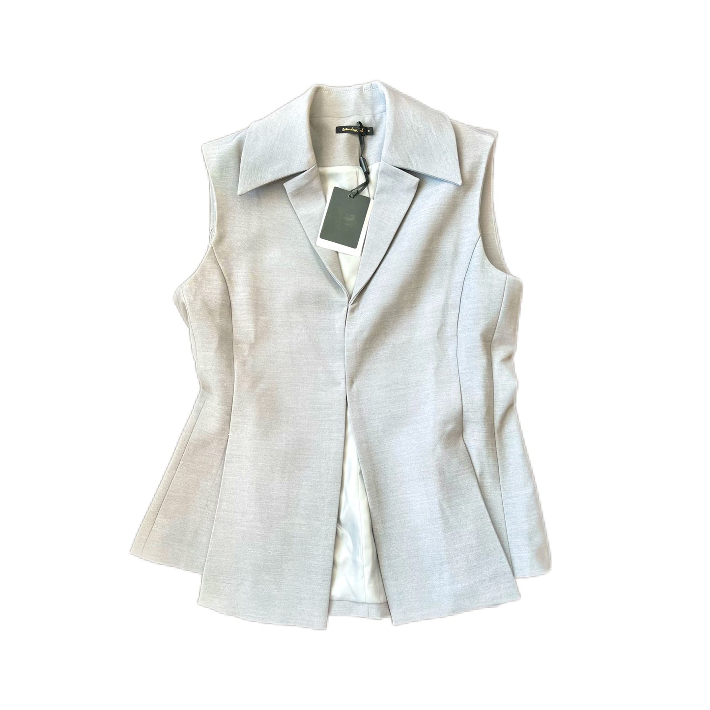 Wide Shoulder Notch Lapel Vest - Gray