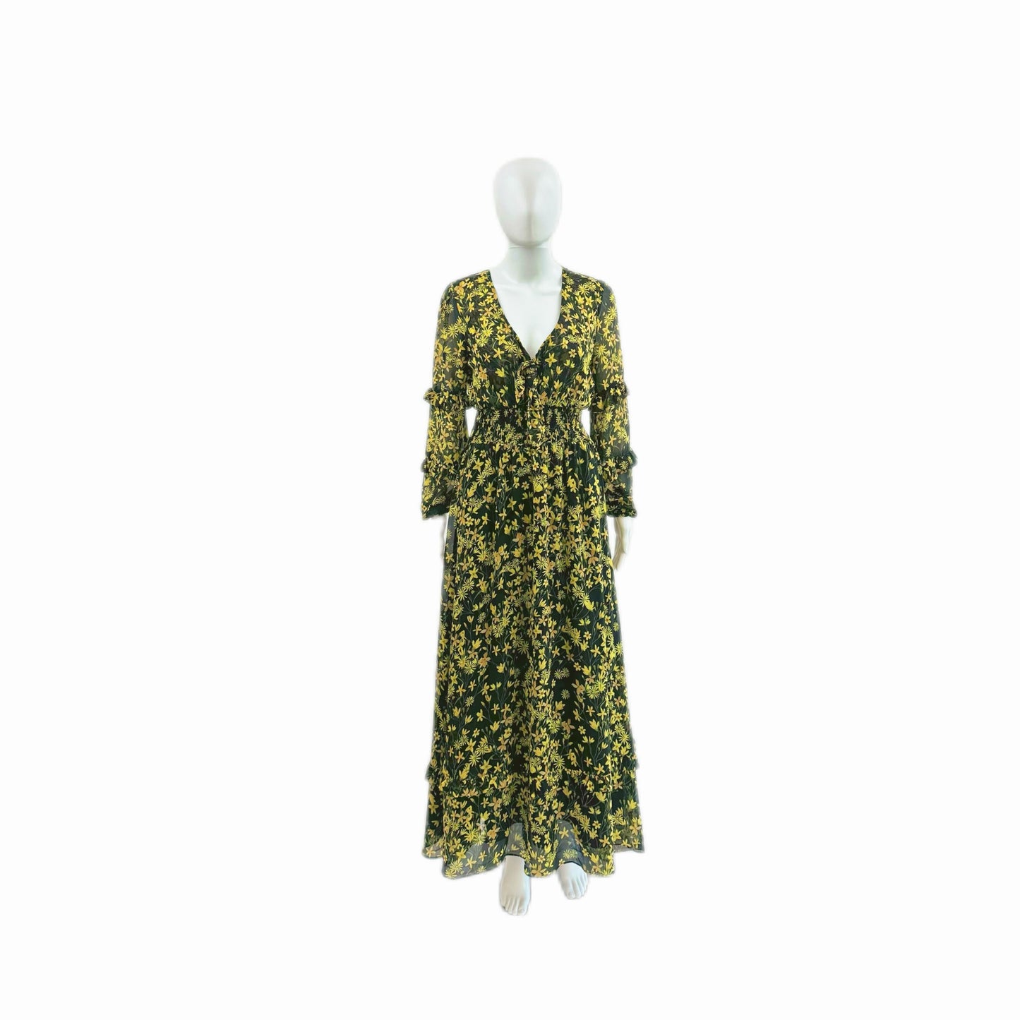 Mariana Black Floral Maxi Dress Lined Polyester