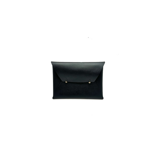 Leather Envelope Clutch - Black