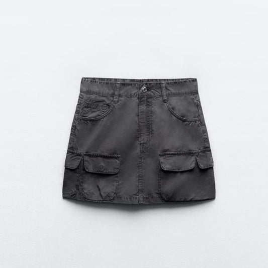 Cargo Mini Skirt - Charcoal