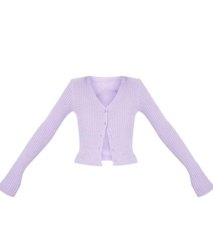 Button Front Cardigan - Lilac