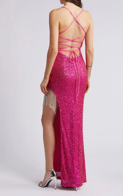 Here For the Show Sequin Gown - Pink