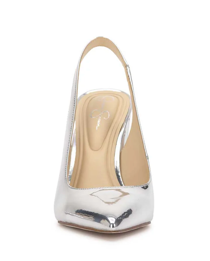 Noula Slingback Pointed Toe Pump - Silver