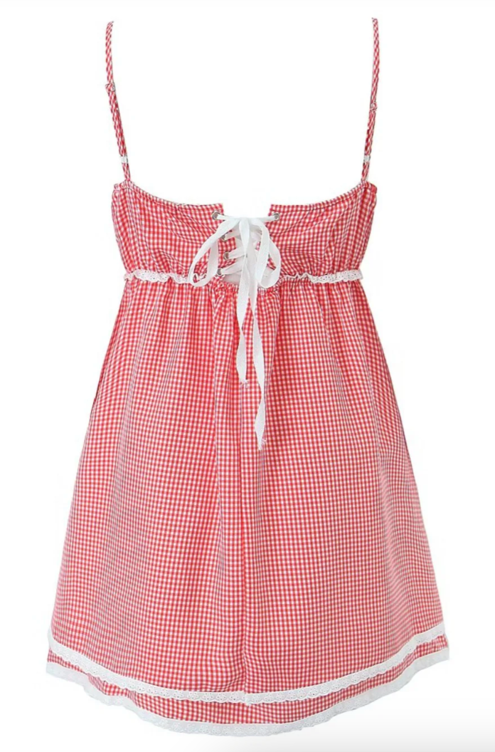 Plaid Mini Dress - Red/White