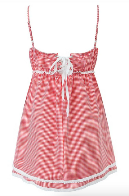 Plaid Mini Dress - Red/White