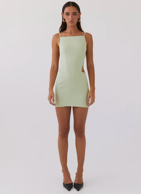 Lindsey Cutout Mini Dress - Green Zest