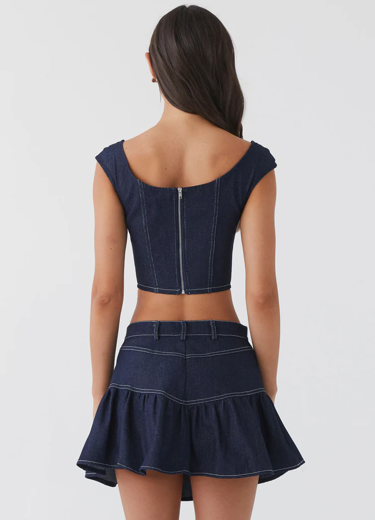 Isabella Denim Bustier Top - Indigo