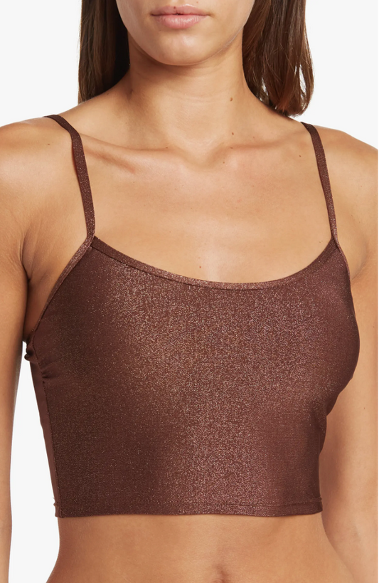 Shimmer Crop Bikini Top - Brown