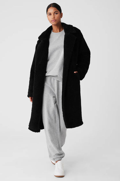 Oversized Sherpa Trench Coat - Espresso