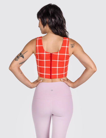 Grid Corset Top - Red