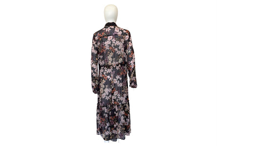 Floral Midi Button-Up Dress - Purple Floral