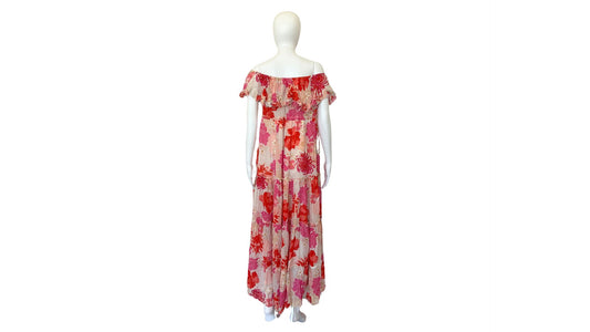 Floral Print Long Dress- Pink