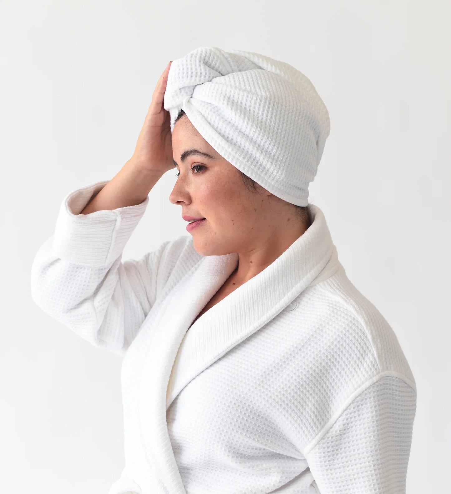 Waffle Hair Towel - White