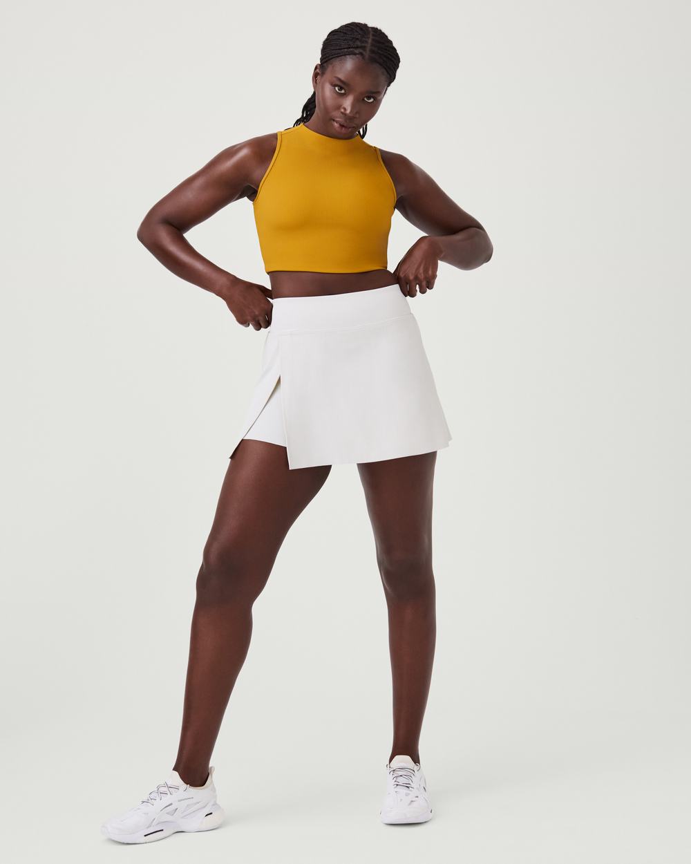 Contour Rib Mock Neck Tank - Mustard