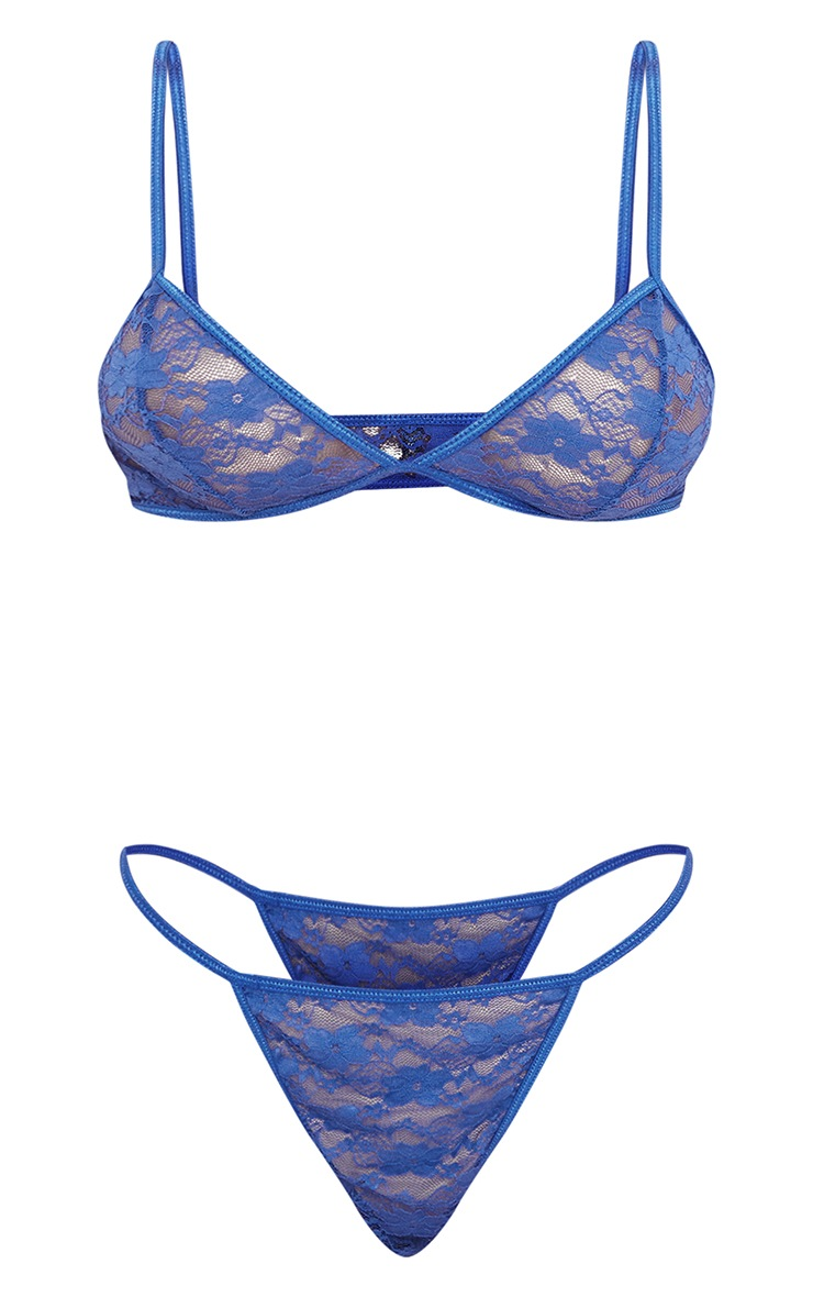 Cobalt Basic Lace Lingerie Bra - Bright Blue