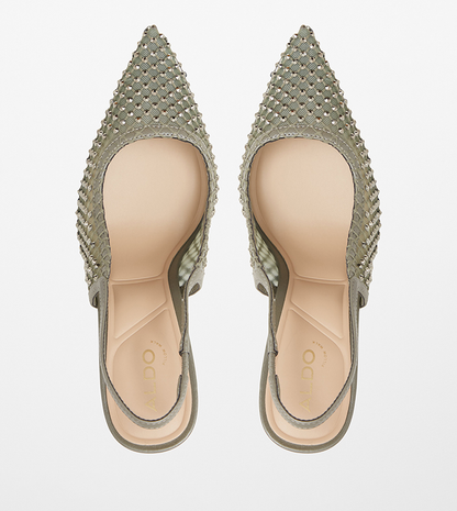 MARCIANA Embellished Slingback Pumps - Dark Green