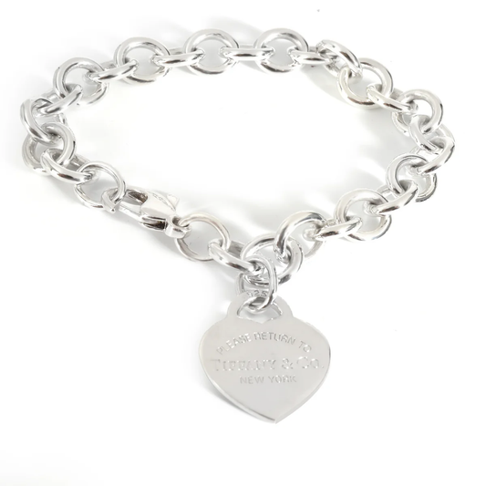 Heart Tag Toggle Bracelet - Silver