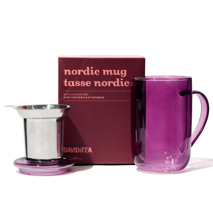 Double Walled Glass Nordic Mug - Plum Purple