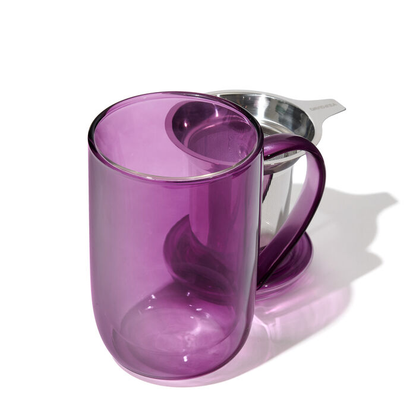 Double Walled Glass Nordic Mug - Plum Purple