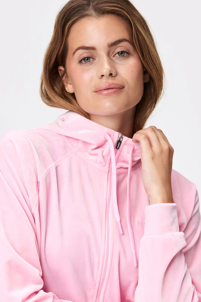 Velvet Zip Hoodie - Pink