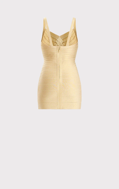 Icon Metallic Bandage Bustier Mini Dress - Metallic Gold