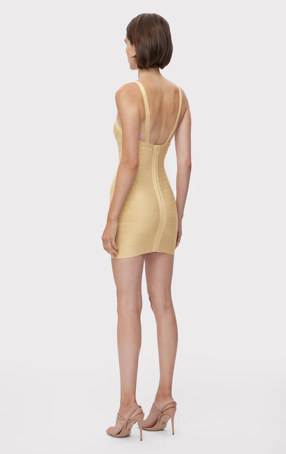 Icon Metallic Bandage Bustier Mini Dress - Metallic Gold