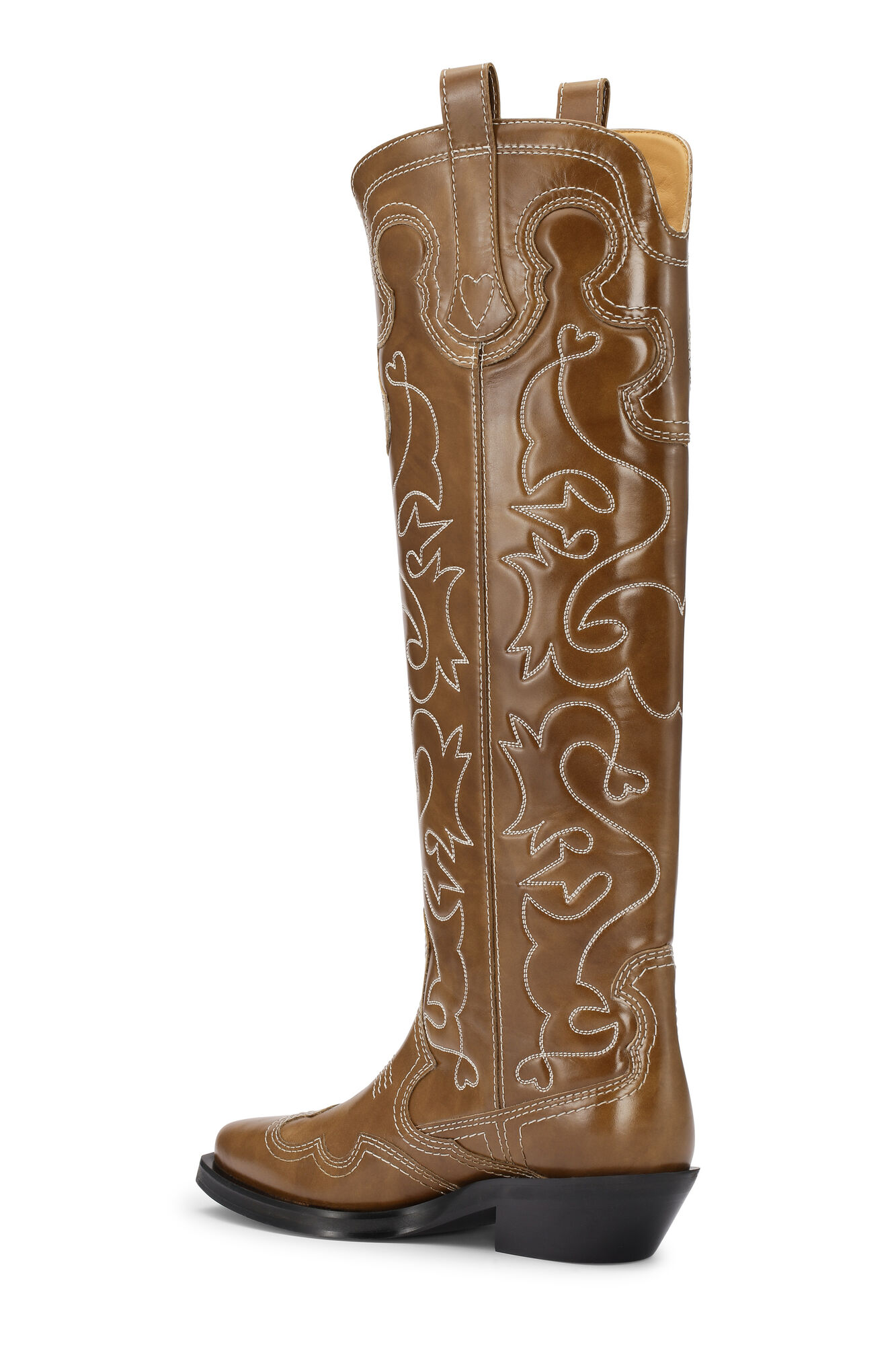 Knee-High Embroidered Western Boots - Tiger's Eye