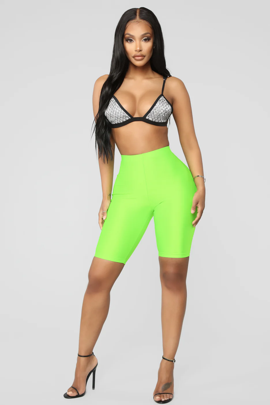 Curves For Days Biker Shorts - Neon Green