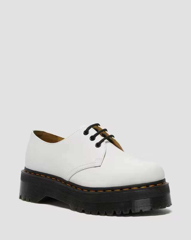 1461 Quad Smooth Leather Platform Shoes - White