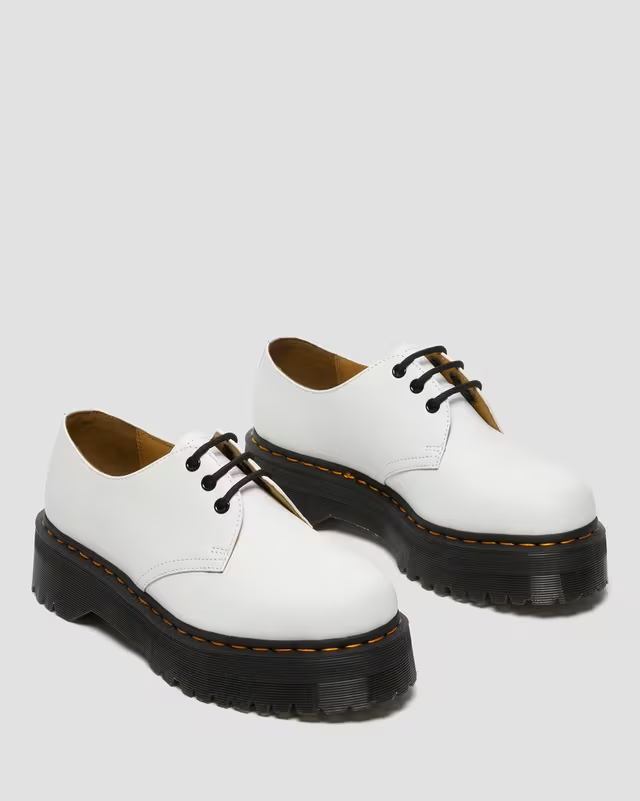 1461 Quad Smooth Leather Platform Shoes - White