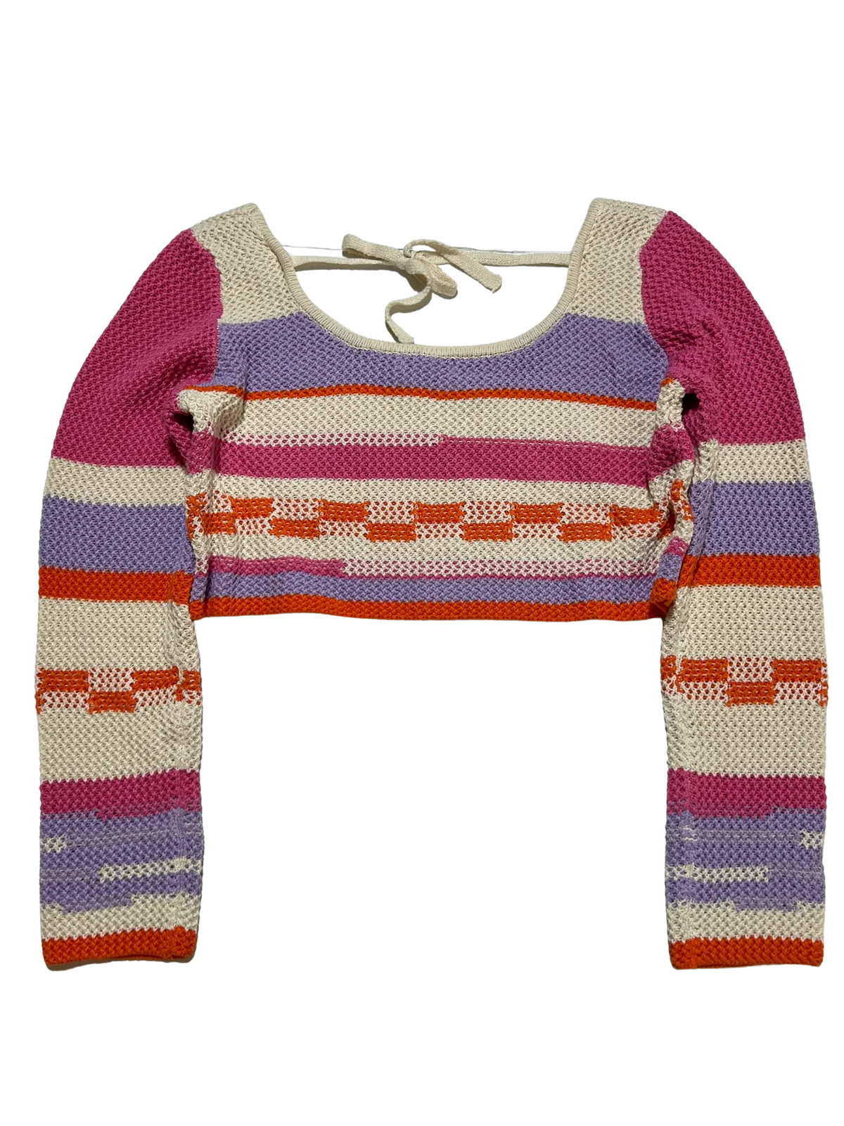 Crochet Long Sleeve Crop - Multicolor