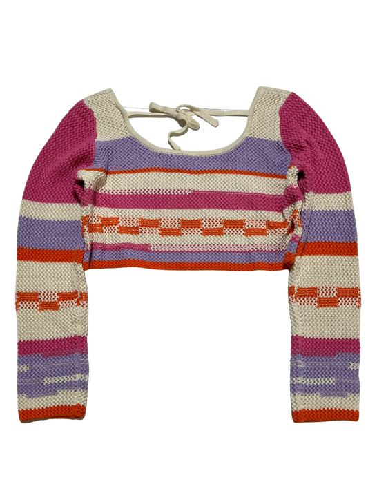 Crochet Long Sleeve Crop - Multicolor