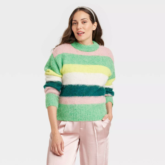 Crewneck Brushed Pullover Sweater - Multicolor