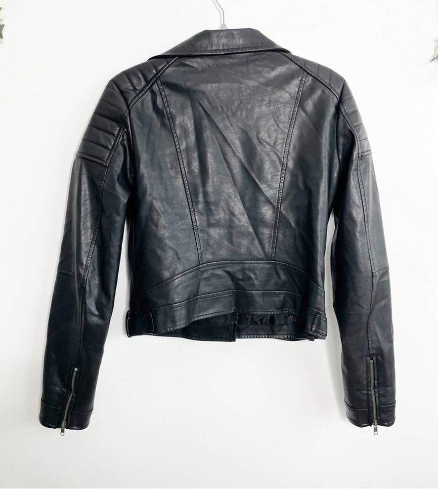 Vegan Leather Moto Jacket - Black