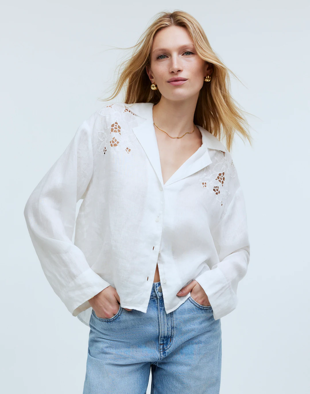 Resort Long-Sleeve Embroidered Shirt