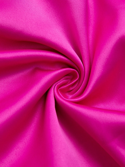 Twist Front Ruched Satin Dress - Hot Pink