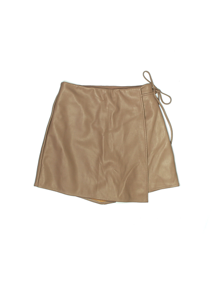 Faux Leather Skirt - Taupe