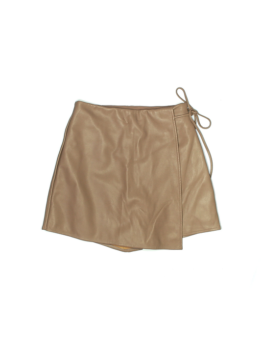 Faux Leather Skirt - Taupe